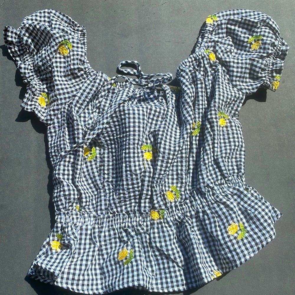 Forever 21 | Gingham Floral | Off-The-Shoulder | LIKE NEW